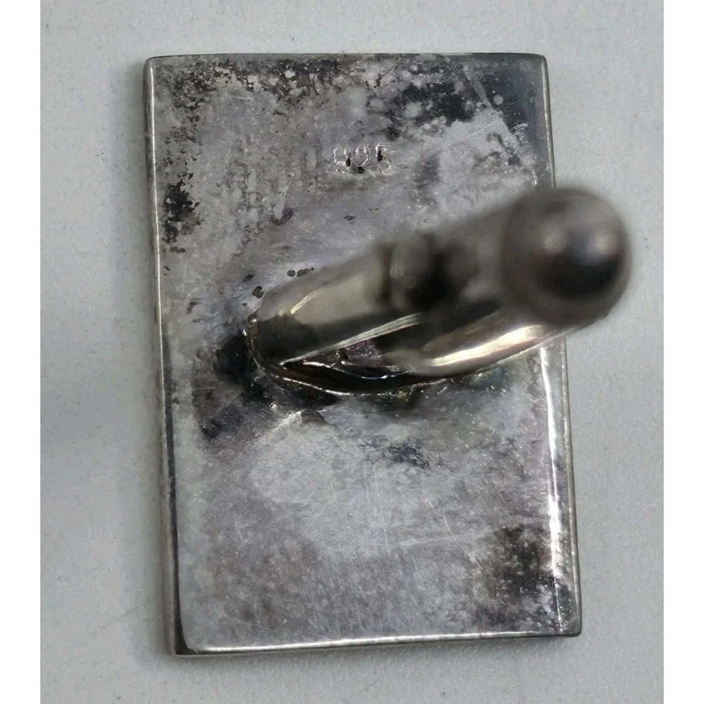 Vintage Stafford Sterling Rectangular Etched Bullet Back Cufflinks w/Metal Box‎